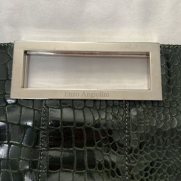Enzo Angiolini Dark Green Croc Embossed Bag - Picture 3 of 6